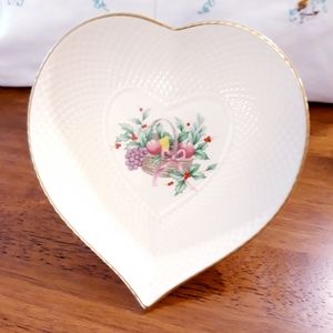 Vintage Mikasa Christmas Spirit Bone China Heart Shaped Dish